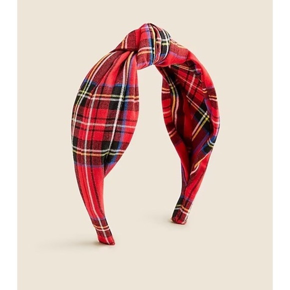 J.Crew Printed Turban Knot Headband Tartan Print Deep Ruby Red‎ OS BN274 NWT - Picture 1 of 2